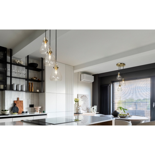 Chandelier d'îlot de cuisine moderne Teardrop, laiton doré 16 po 3 lumières, noir, verre transparent moderne/contemporain DEL linéaire verre