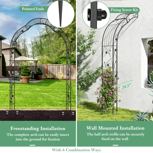 Gymax 99'' Tall Garden Arch Arbor Trellis w/6 Combination Ways & 2 Installation Methods