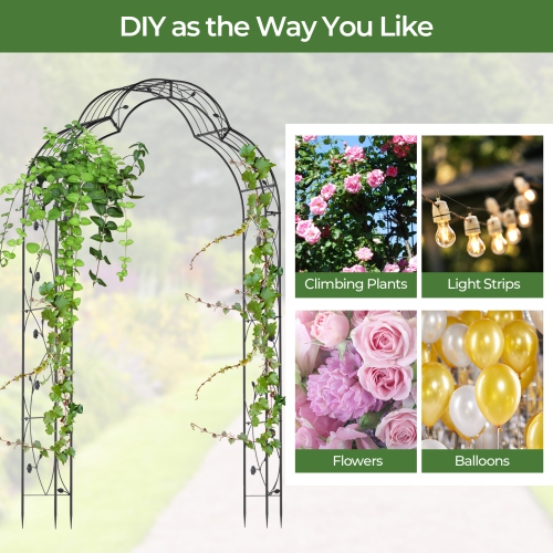 Gymax 99'' Tall Garden Arch Arbor Trellis w/6 Combination Ways & 2 Installation Methods