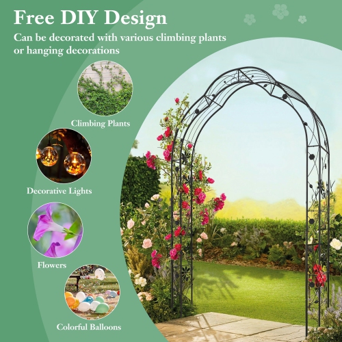 Gymax 99'' Tall Garden Arch Arbor Trellis w/6 Combination Ways & 2 Installation Methods