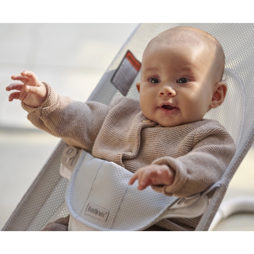 BabyBjorn Bouncer Balance Soft - Mesh, Silver/White on Grey Frame