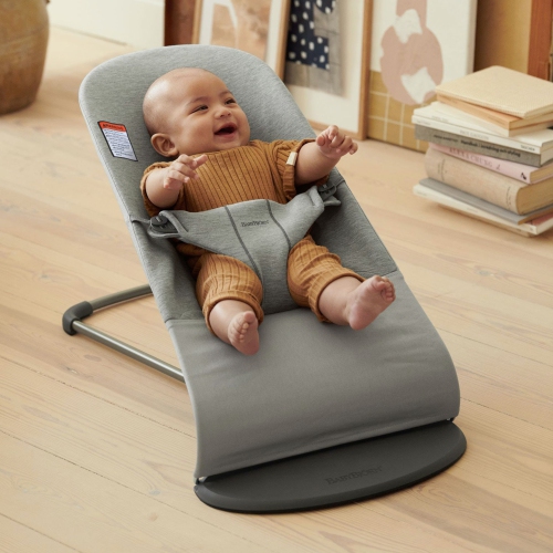 BabyBjorn Bouncer Bliss - 3D Jersey, Light Grey on Dark Grey Frame