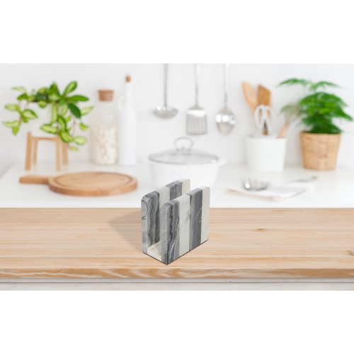 Maison Concepts White & Grey Marble Napkin Holder