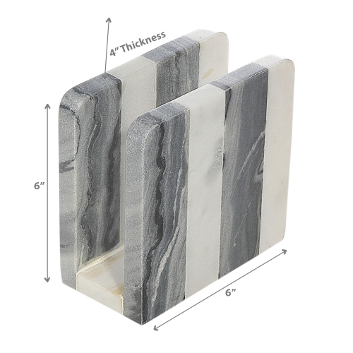 Maison Concepts White & Grey Marble Napkin Holder