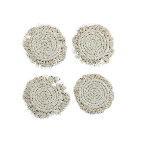 Maison Concepts 4 PC Round Macrame Coaster