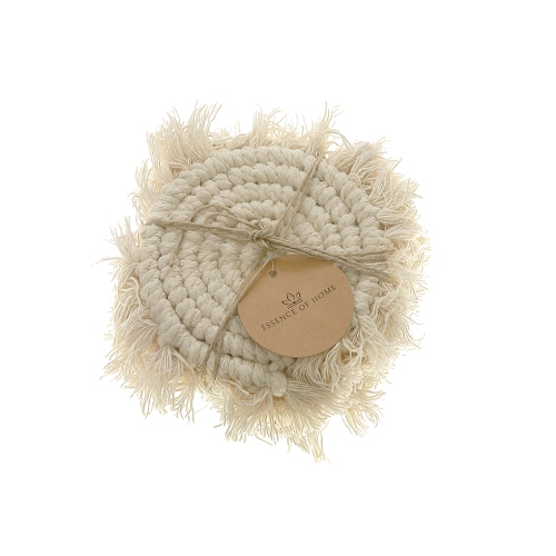 Maison Concepts 4 PC Round Macrame Coaster