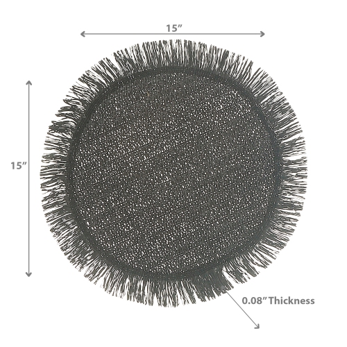 Maison concepts – Napperon tissé rond avec franges, noir, 15 x 15 po – Ensemble de 12
