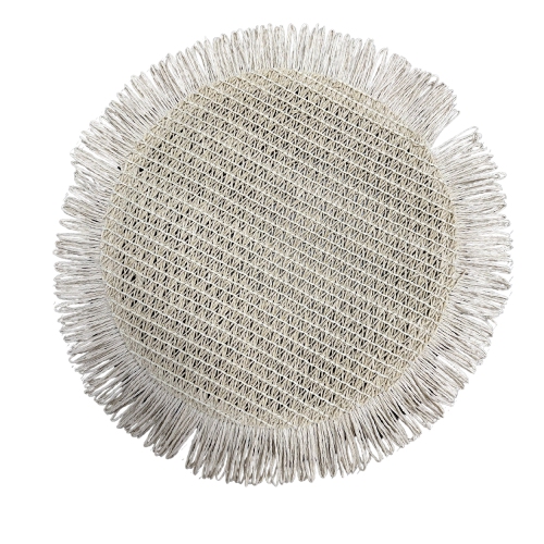 Maison concepts – Napperon tissé rond avec franges, chameau, 15 x 15 po – Ensemble de 12