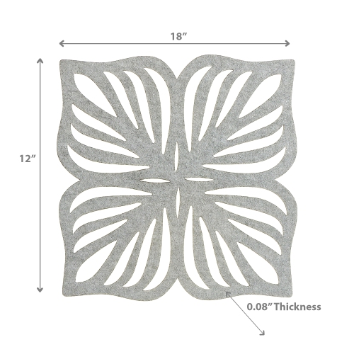 Maison concepts – Napperon à motif de feuilles découpées, gris, 12 x 18 po – Ensemble de 12