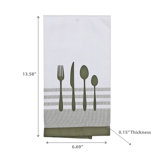 Maison concepts – serviette à thé Utensil à coutures frontales, vert olive – Ensemble de 6