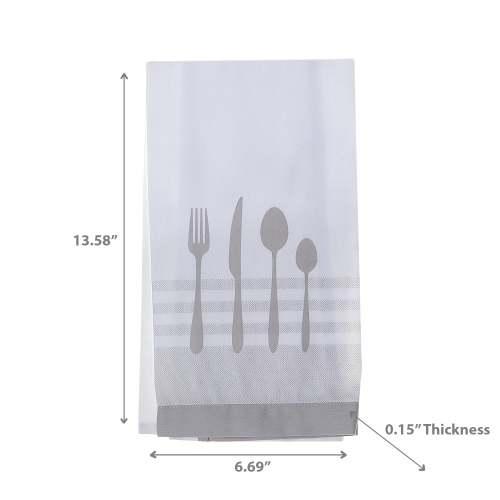 Maison Concepts Utensil Front Stitched Tea Towel Lght Grey - Set of 6