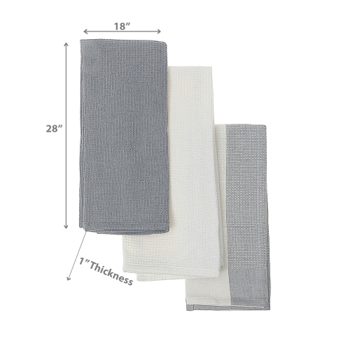 Maison Concepts Kitchen Towel Set Of 3 PCs Block Print Waffle Drizzle