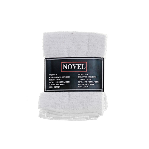 MAISON CONCEPTS  4 PC Cotton Bar Mop Kitchen Towel In White