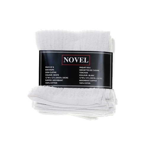 Maison Concepts 8 PC Cotton Bar Mop Dish Cloths White