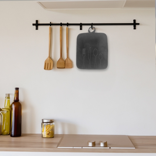 Maison Concepts Utensil Front Stitched Pot Holder Black - Set of 6