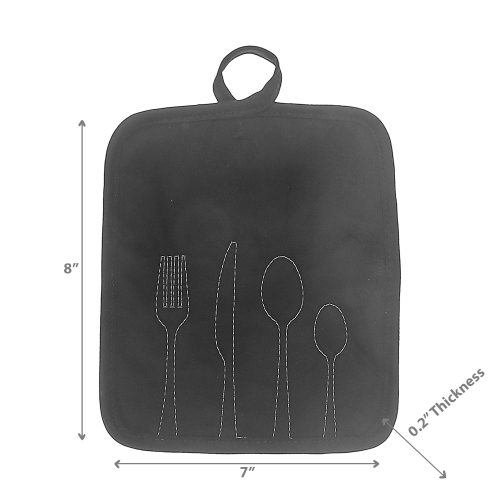 Maison Concepts Utensil Front Stitched Pot Holder Black - Set of 6