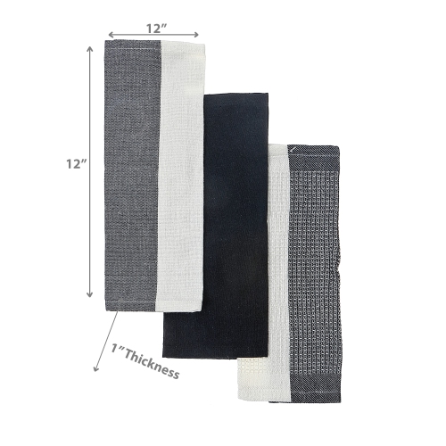 Maison Concepts Dish Towel Set Of 3 PCs Block Print Black