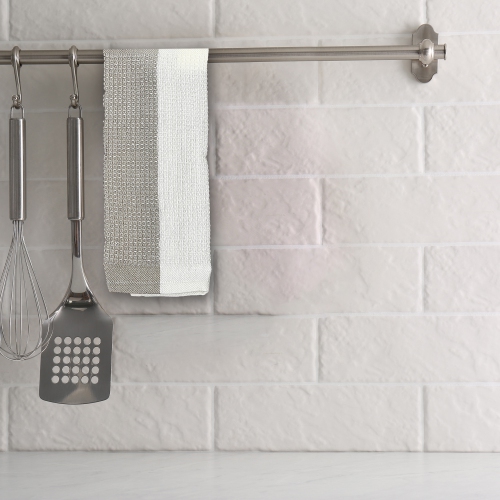 Maison Concepts Dish Towel Set Of 3 PCs Block Print Oxford Tan