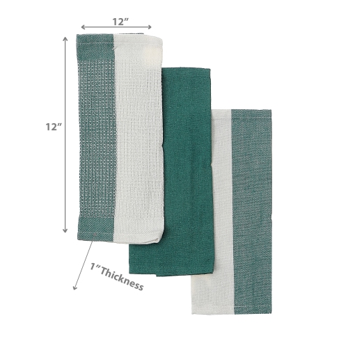 Maison Concepts Dish Towel Set Of 3 PCs Block Print Green