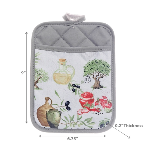 Maison Concepts Pot Holder With Pocket Olives - Set of 6