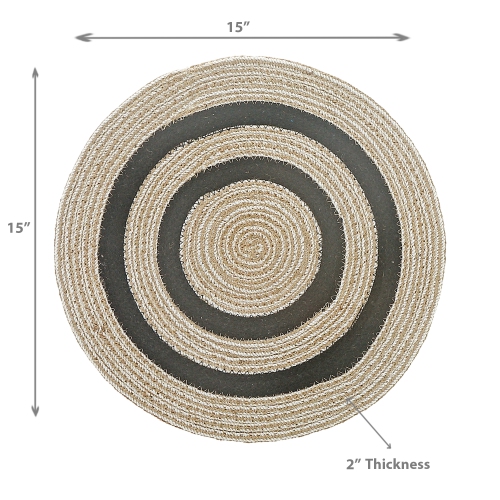 Napperon tressé rond avec extérieur noir 15 x 15 po Line de Maison concepts - Ensemble de 12