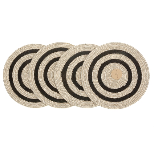 Napperon tressé rond avec extérieur noir 15 x 15 po Line de Maison concepts - Ensemble de 12