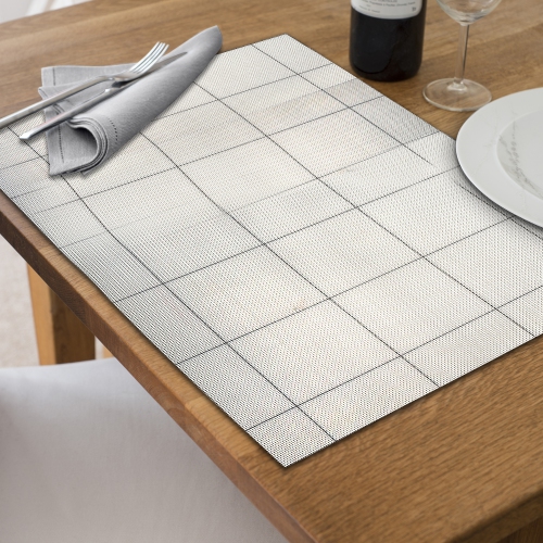 Napperon tissé en PVC 4PC de Maison concepts, bloc carré blanc, 12 x 18 po – Ensemble de 3