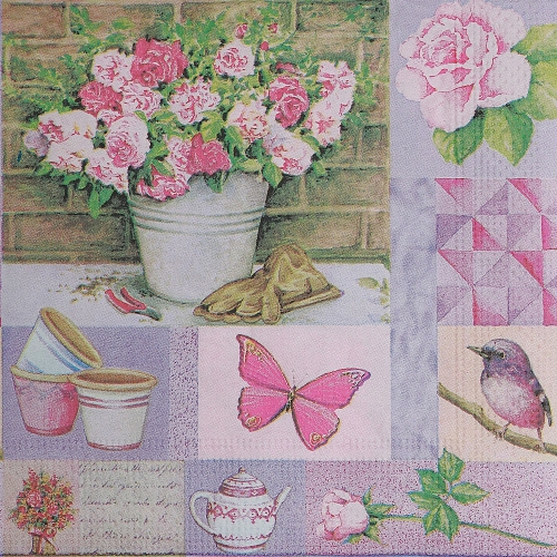 Paquet de 20 serviettes de table 3 épaisseurs Rose & Tea de Maison concepts - Ensemble de 6