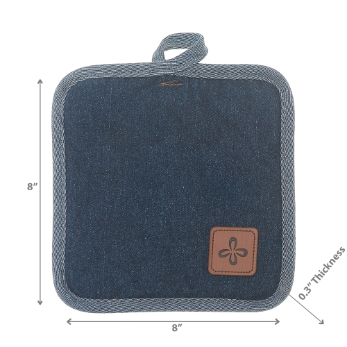 Maison Concepts Denim Pot Holder With Leather Badge - Set of 4