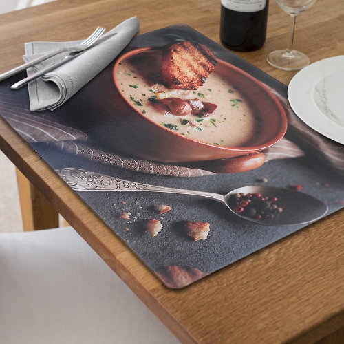 Napperon en plastique soupe aux champignons de Maison concepts 12 x 18 po - Ensemble de 12