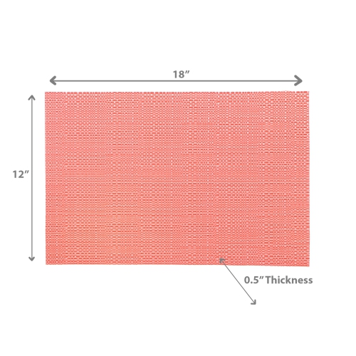 Napperon en vinyle de couleur lin corail 12 x 18 po de Maison concepts - Ensemble de 12