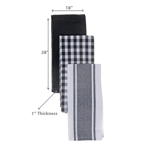 Ensemble de 3 serviettes de cuisine à carreaux gris de Maison concepts