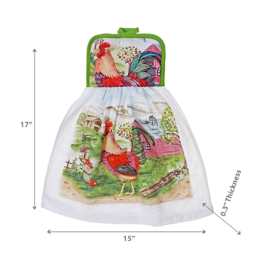 Maison Concepts Tie Hand Towel Roosters - Set of 2