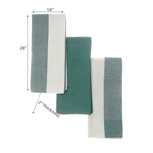 Maison Concepts Kitchen Towel Set Of 3 PCs Block Print Green