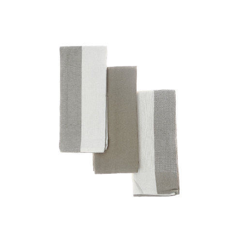 Ensemble de 3 serviettes de cuisine havane Oxford à imprimé bloc de Maison concepts