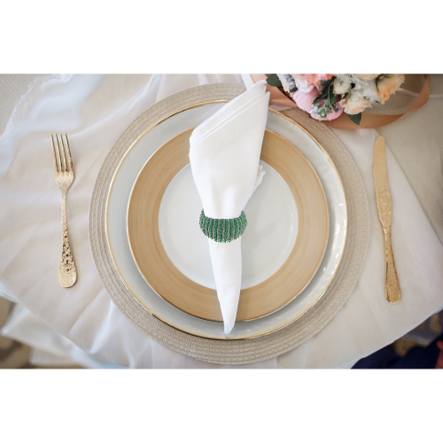 Ensemble de 4PC serviettes de table à billes avec boîte de bricolage verte et argentée de Maison concepts