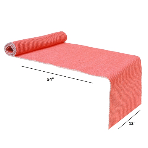 Maison Concepts Chambray Ribbed Table Runner Coral 13 X 54