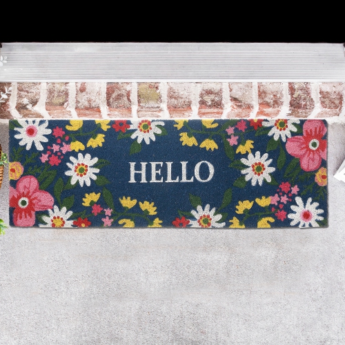 Maison Concepts Coir Door Mat Floral Hello 16 X 48