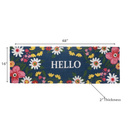 Maison Concepts Coir Door Mat Floral Hello 16 X 48