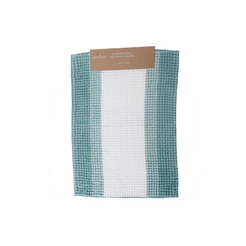 Maison Concepts Stripe Chenille Bath Mat 20X28 Turquoise