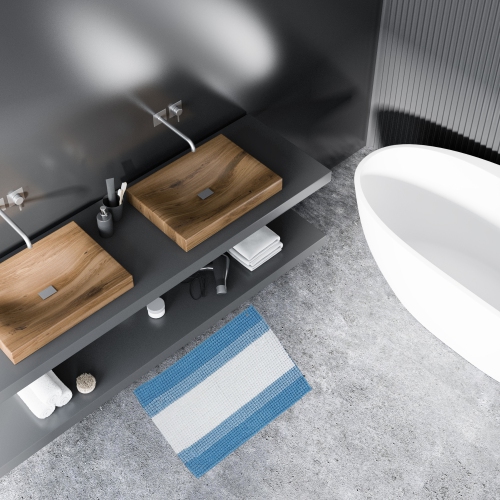 Maison Concepts Stripe Chenille Bath Mat 20X28 Blue