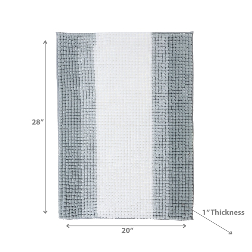 Maison Concepts Stripe Chenille Bath Mat 20X28 Gray