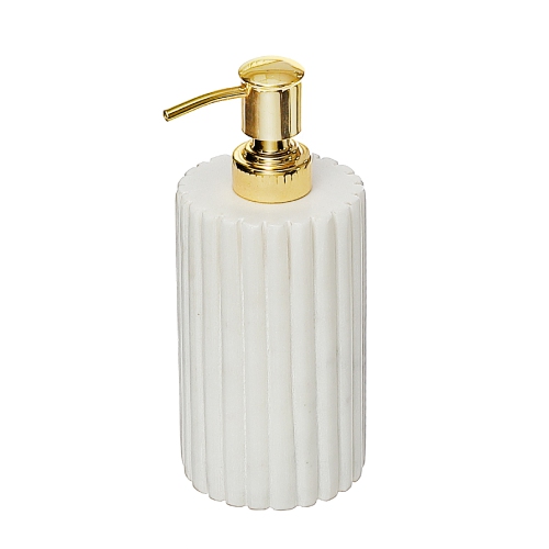 MAISON CONCEPTS  Marble Dispenser With Gold Metal Pump In White
