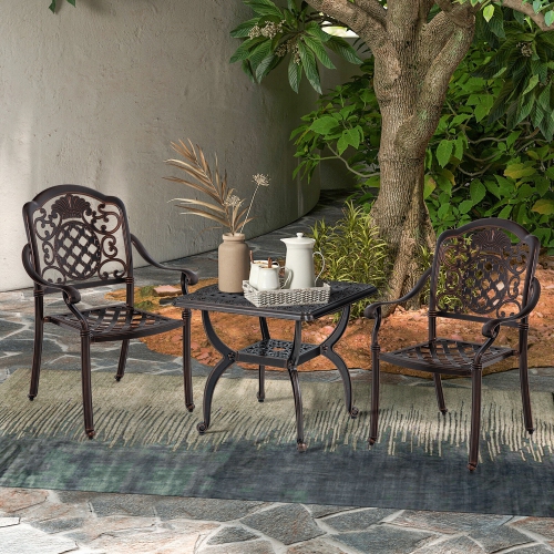 Gymax 21'' Cast Aluminum Outdoor Side Table Patio Square Coffee Table w/ Storage Shelf