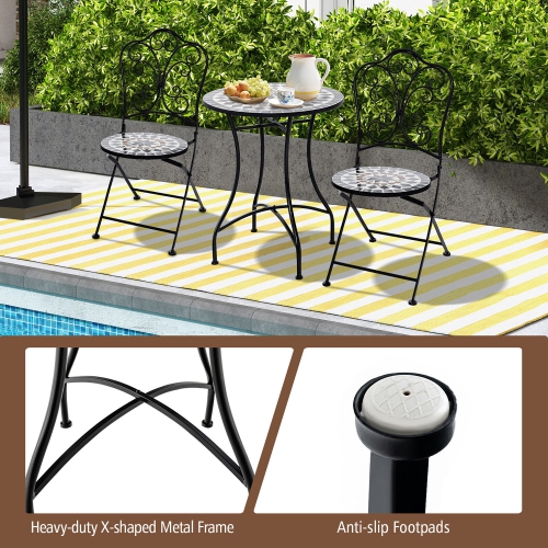 Gymax 24'' Bistro Table w/ Ceramic Tile Tabletop Heavy-Duty Metal Structure Patio