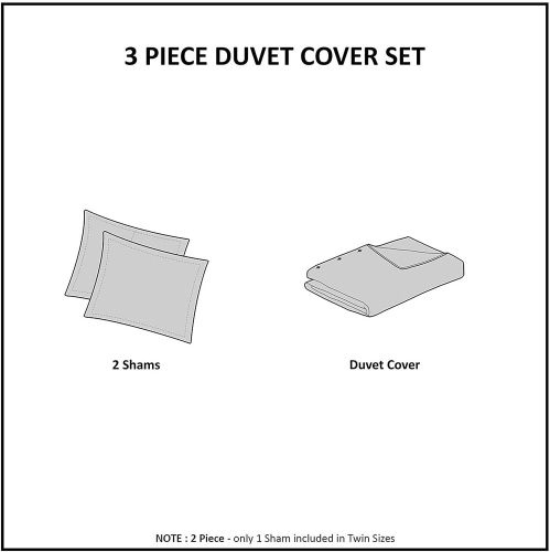 Madison Park Viola 3 Piece Tufted Cotton Chenille Duvet Cover Set, King/Cal King(104"x92"), Damask White