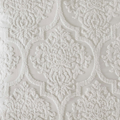 Madison Park Viola 3 Piece Tufted Cotton Chenille Duvet Cover Set, King/Cal King(104"x92"), Damask White