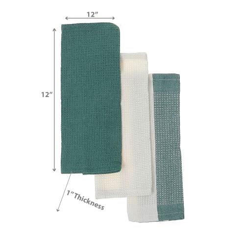 Maison Concepts Dish Towel Set Of 3 PCs Block Print Green