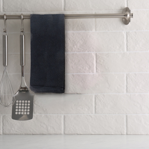 Maison Concepts Kitchen Towel Set Of 3 PCs Block Print Waffle Black