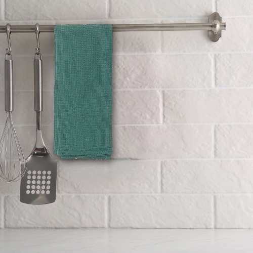 Maison Concepts Kitchen Towel Set Of 3 PCs Block Print Waffle Green